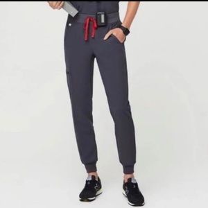 NWT Figs Zamora Jogger Scrub Pants Charcoal with Red Drawstring - XXSP